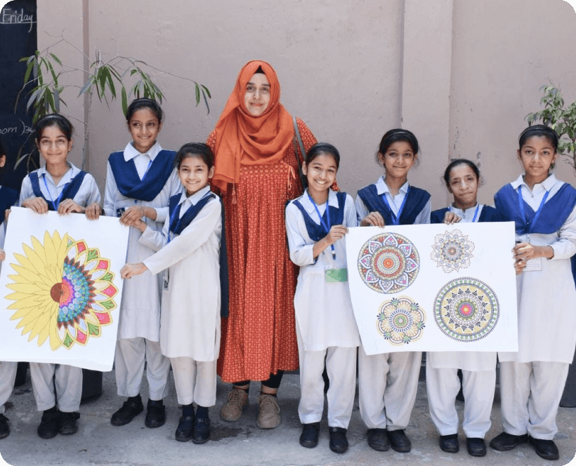 Teacher with children